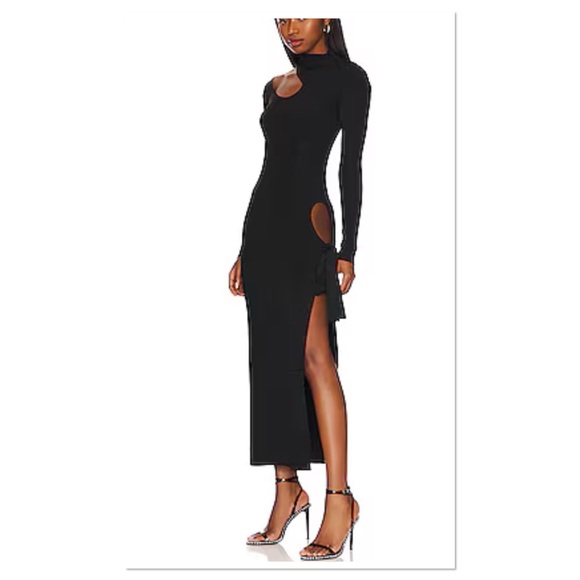 Auteur ARIA RIBS CUTOUTS Bodycon Midi/Maxi DRESS Sz S Black - Picture 1 of 9